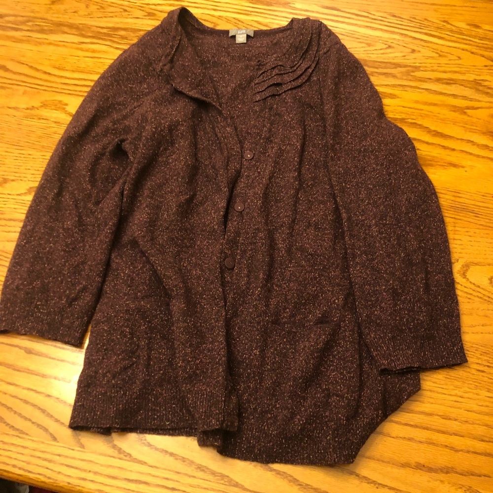 J Jill dark maroon. 3/4 sleeve cardigan
